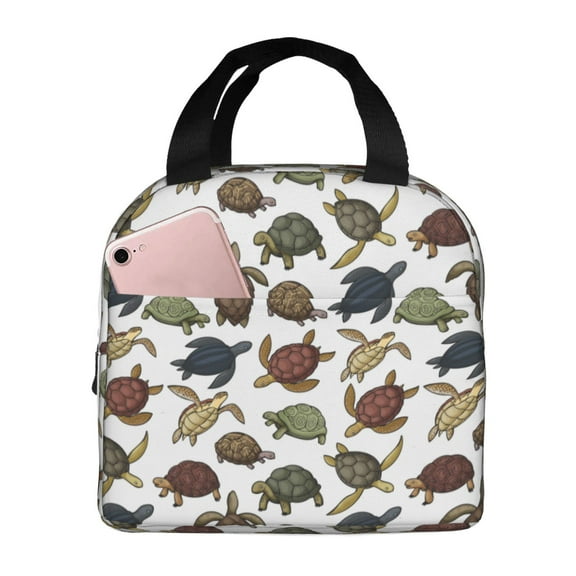 Lsque Various Turtle Pattern Lunch Bag Women/Men Insulated Lunch Box,Small Leakproof Cooler Food Lunch Containers Reusable High Capacity Lunch Tote Bags
