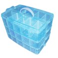 thumbnail image 5 of Handheld 3-Layer 30 Grids Detachable Plastic Makeup Cosmetic Jewelry Storage Case Box Holder Organizer Container (Blue), 5 of 5