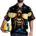 thumbnail image 4 of Starry Bees in the Sky Men's Short Sleeve Hawaiian Print Button Down Beach Shirt, 4 of 6