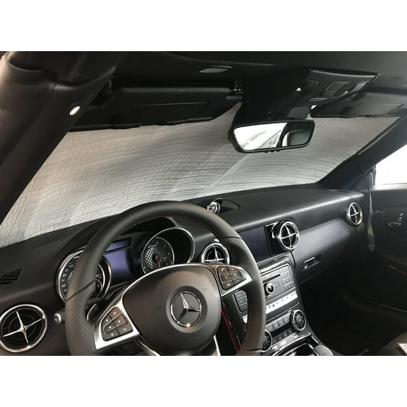 HeatShield, The Original Windshield Sun Shade, Custom-Fit for Mercedes-Benz SLC300 Convertible w/ Driver Assistance Package 2017, 2018, 2019, 2020, Silver Series