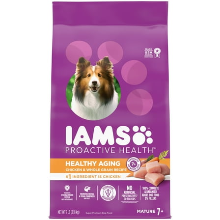 Iams Proactive Health Healthy Aging Adult With Real Chicken Dry Senior Dog Food, 7 Lb Bag