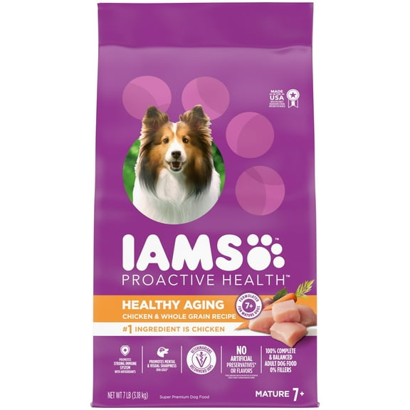 Iams Proactive Health Healthy Aging Adult With Real Chicken Dry Senior Dog Food, 7 Lb Bag