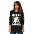 thumbnail image 5 of Cute Halloween Let's Go Ghouls Ghost Women's Long Sleeve T Shirt Brisco Brands M, 5 of 6