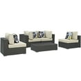 thumbnail image 1 of Modern Contemporary Urban Design Outdoor Patio Balcony Five PCS Sectional Sofa Set, Beige, Rattan, 1 of 4