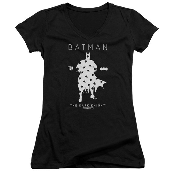 Batman Star Silhouette Junior Women's T-Shirt V-Neck Black