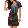 thumbnail image 2 of Pofeuu Forest Koala Print Women's Loose Fit Short Sleeve Nightgown, Comfortable Sleep Dress for Women, Casual Lounge Sleepwear, Soft Cotton Sleep Dress, 2 of 6