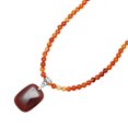 thumbnail image 2 of Sterling Silver with Natural Carnelian Bead Single Row Strand Necklace, 2 of 3