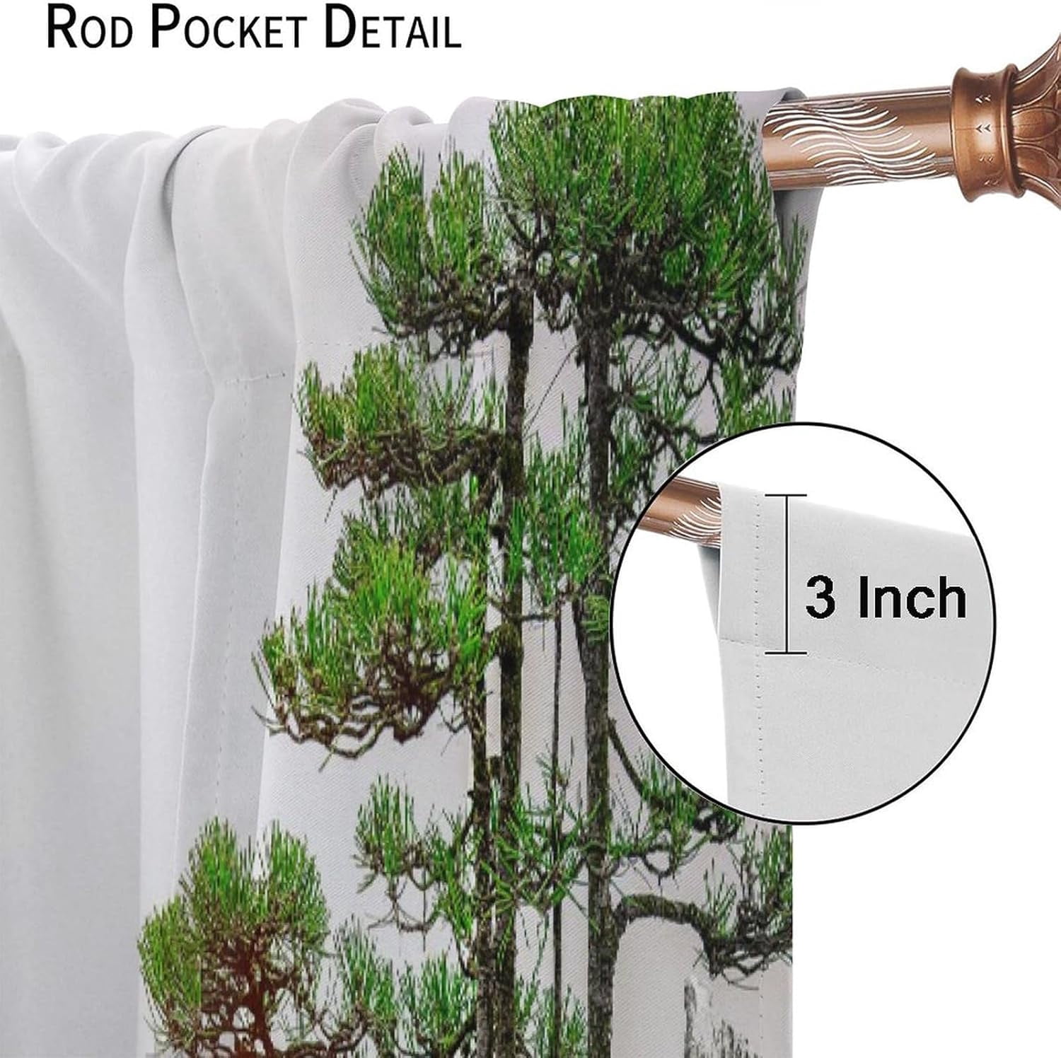 Asian Kitchen Curtains Traditional Chinese Ink Landscape Painting Green Branches and Animal Birds for Living Room Bedroom Blackout Privacy Noise Reduction Curtains 42x63 Inches 2 Panels