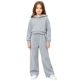 thumbnail image 2 of Girls Boys Classic 2pcs Sweatsuit Fleece Tracksuit Pullover Hooded Sweatshirts and Drawstring Wide Leg Sweatpants Activewear, 2 of 7