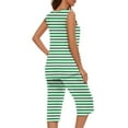 thumbnail image 5 of successthop Woman Pajama Set Green Lightweight Striped Sleeveless Tank Tops 2 Piece Capri Loungewear XL, 5 of 6
