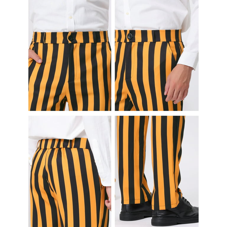 Unique Bargains Men's Striped Pants Skinny Fit Color Block
