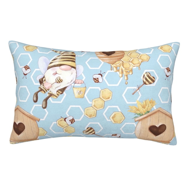 Balery Cute Gnome Bee Collects Honey Funda de Cojín Estampada, Regalos para Mujeres, Regalos de Amor para Ella, Regalos para Novia o Esposa, Funda de Almohada-14"x20"