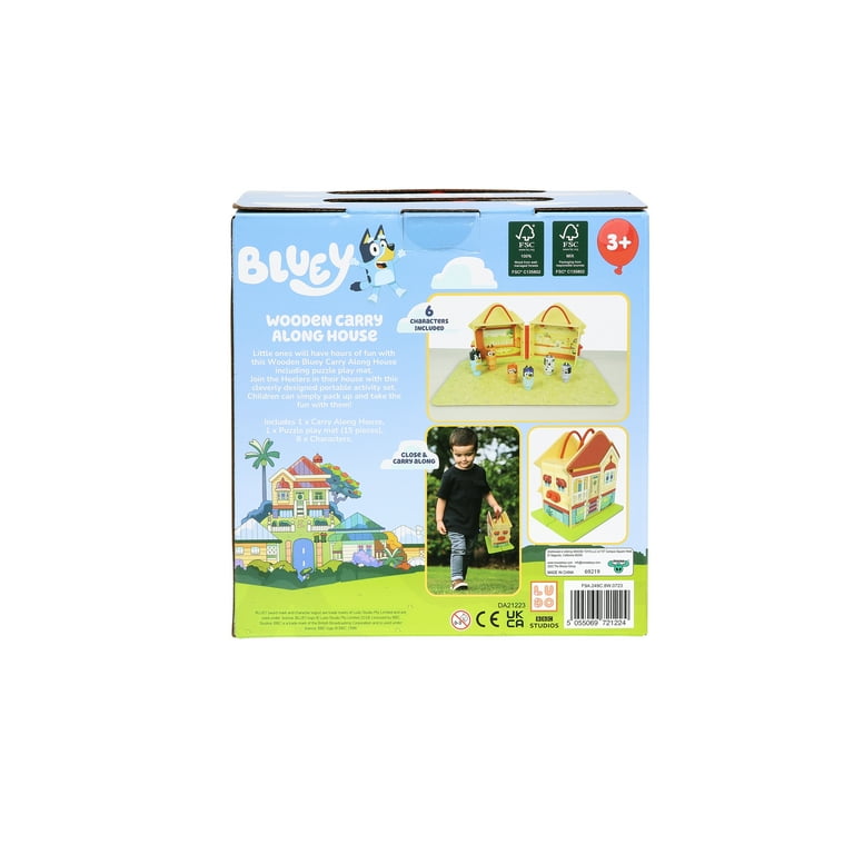 Bluey Wooden Carry Along House, 22 Total Pieces, Portable Activity