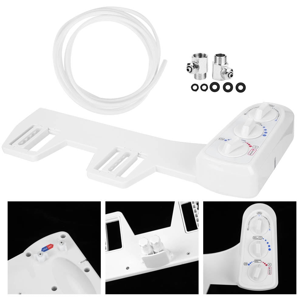 YAHHU 3/8 Thread Bidet Attachment Hot and Cold Water Double Nozzle Toilet Bidet Sprayer Standard White (18.11 inches / 46 cm)