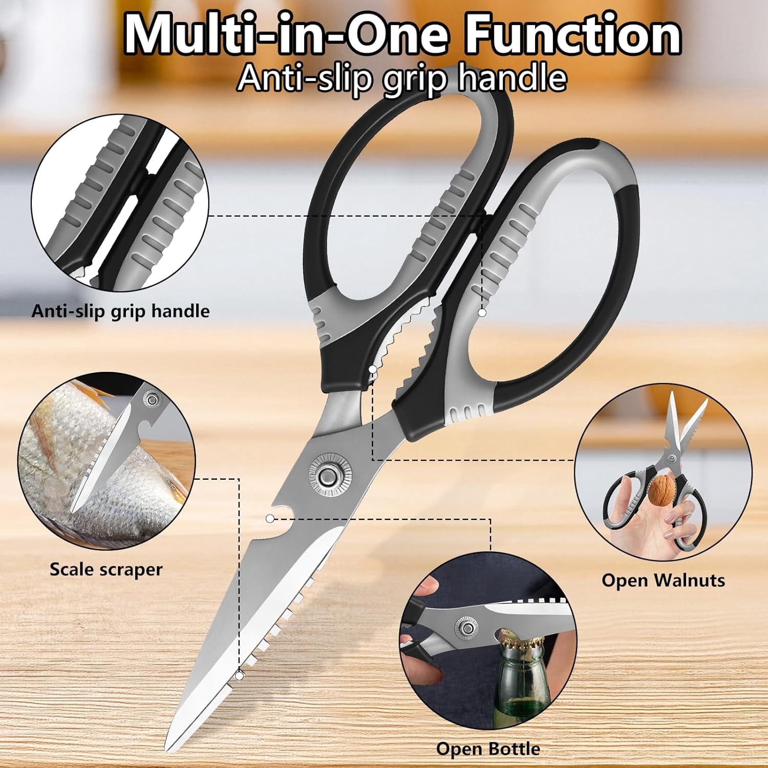 Magicorange 5PCS Stainless Steel Can Opener Set with 1 Bottle Opener 2 Vegetable Peeler 1 Heavy Duty Kitchen Scissors