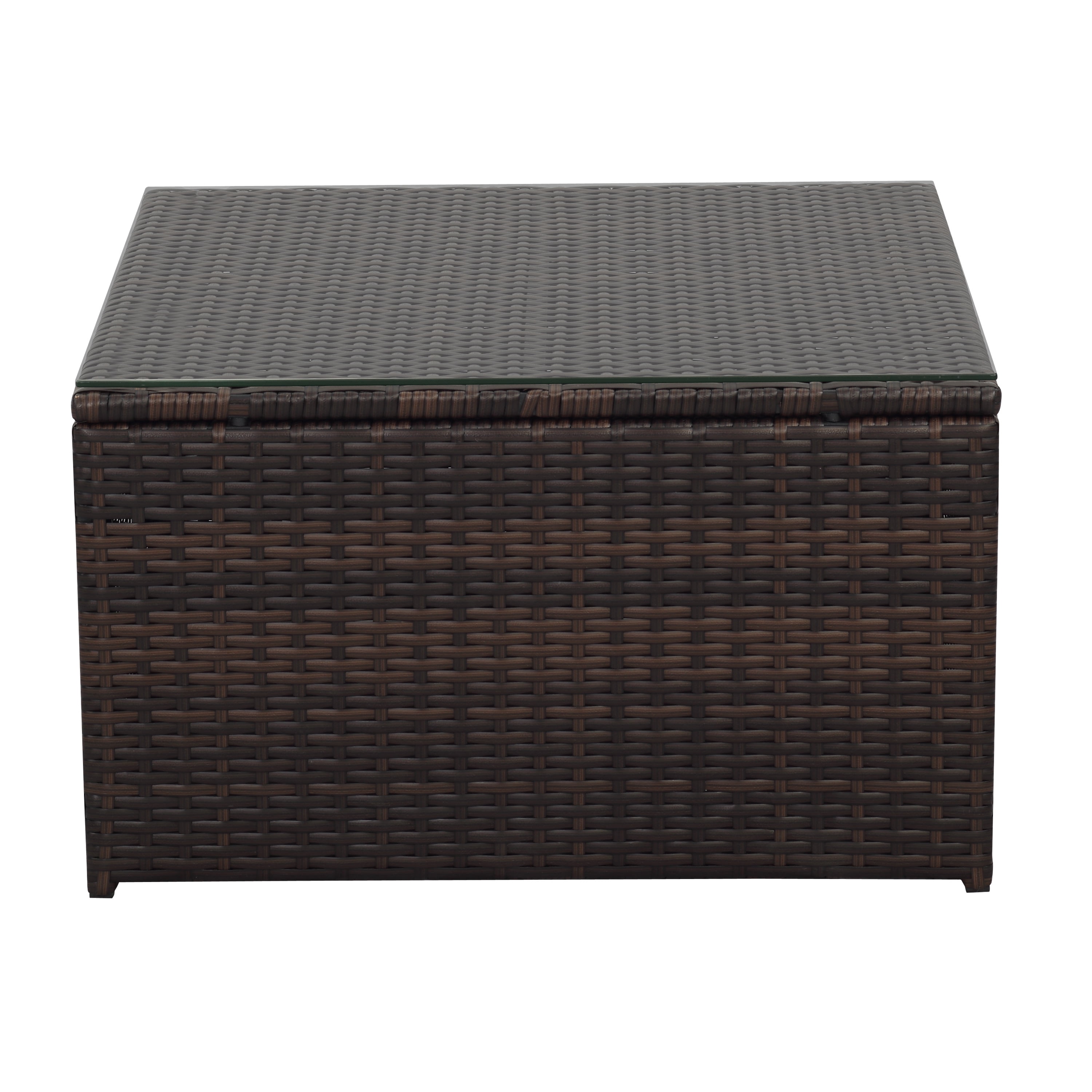 Incadozo 3-Piece All-Weather Wicker Conversation Set with Storage and Tan Cushions, Dark Brown