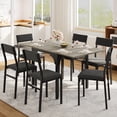 thumbnail image 2 of Comedor Extendible 6 Personas Mesa Expandible de 75 cm a 150 cm con 6 Sillas Tapizadas Blanco Gris, 2 of 8
