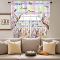 thumbnail image 4 of Sweet Home Swag Curtains Valance & Tier Set, Easter Bunny Spring Butterflies Flowers Colorful Plaid 3 Pcs Set Kitchen Swag Valances and Tiers 36 Inch Length Rod Pocket Curtain Drapes for Bedroom, 4 of 9