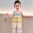 thumbnail image 6 of RUTAYY Children Girls' Pants Spaghetti-Strap Patterned Patchwork Jumpsuit Active Gym Trousers&nbsp;, Pink, 3-4 Years, 6 of 9