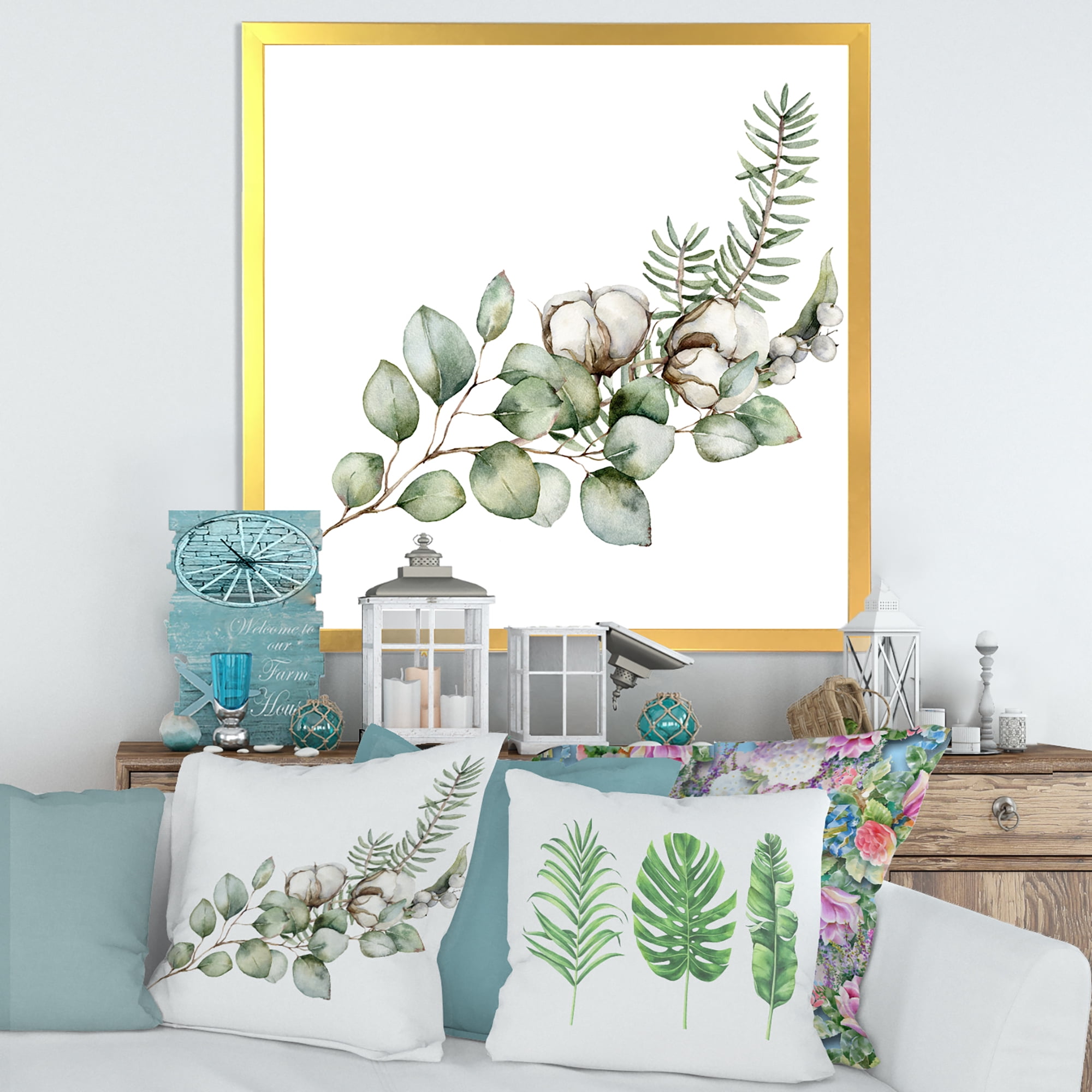 Designart 'Eucalyptus Branches With Christmas Bouquet' Traditional Framed Art Print