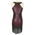 thumbnail image 2 of Vintage Womens Vintage Sequin Embellished Mesh 1920s Flapper Gatsby Prom Dresses Black/Burgundy, 2 of 2
