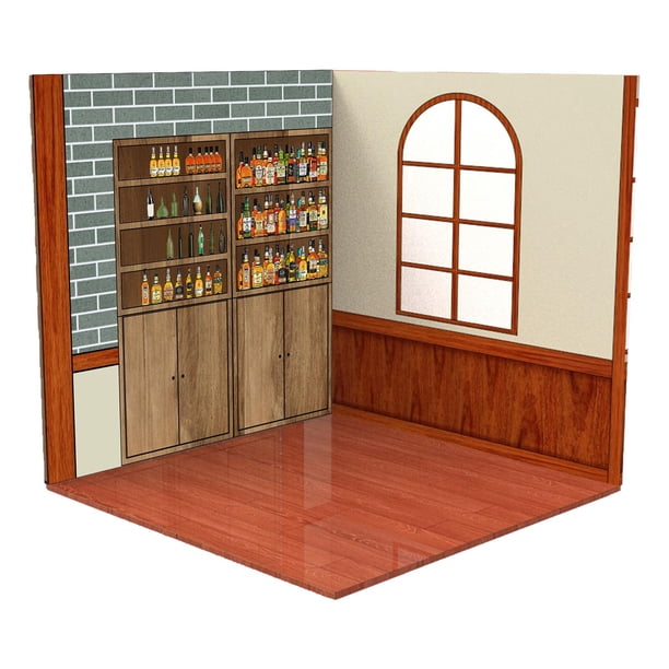 Telón de Fondo Decoración Organizador Escena Almacenamiento Soporte para 1:12 Figuras Muñeca Vehículo Coche Macarena Vitrina de fondo