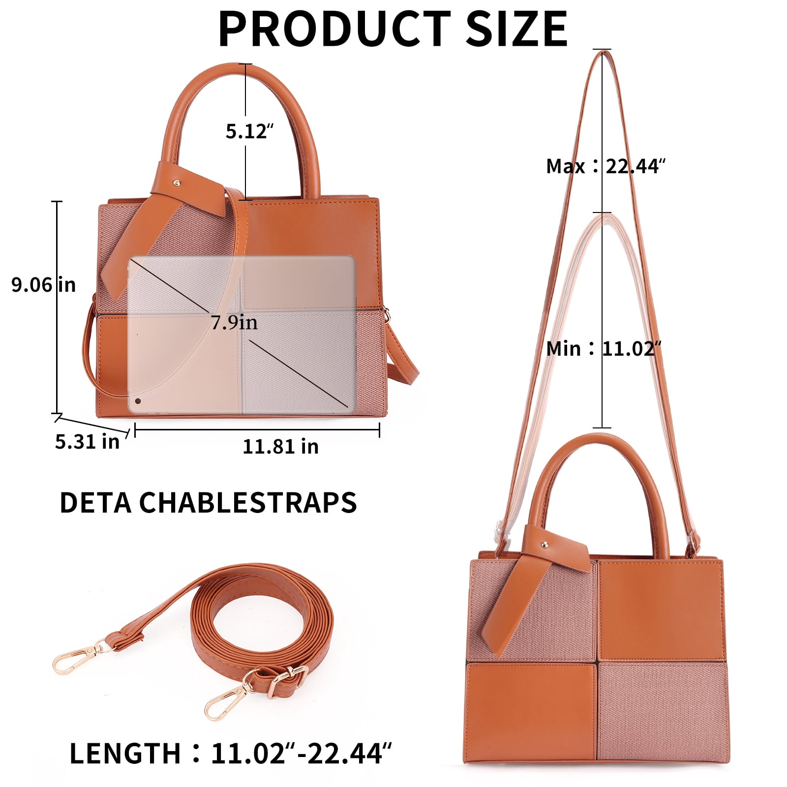 SENDEFN Women Fashion Handbags Tote Bags PU Leather Shoulder Bags Top Handle Satchel Purse Set 3pcs