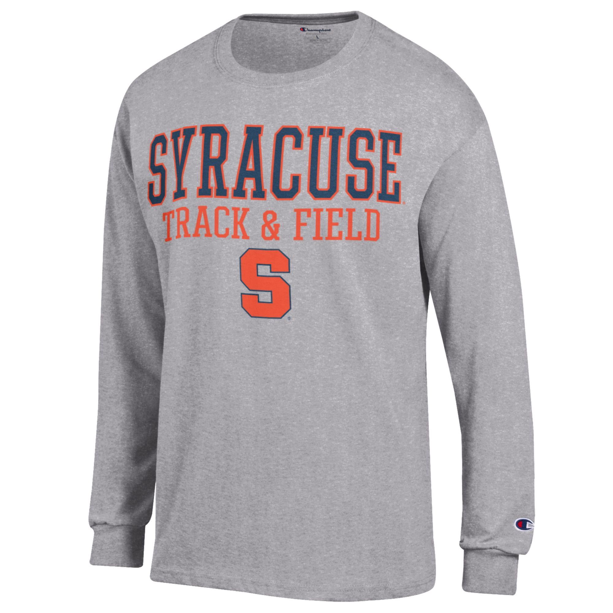 Men's Champion  Gray Syracuse Orange Track & Field Stack Long Sleeve T-Shirt