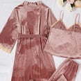 thumbnail image 4 of Mifsaly 4 Piece Pajama Sets Women Lace Patchwork Homewear Sleepwear Robe & Tank Top & Sleep Shorts & Long Pants Soft Valentine Pjs Spring Summer Matching Outfits 2026 L, 4 of 6