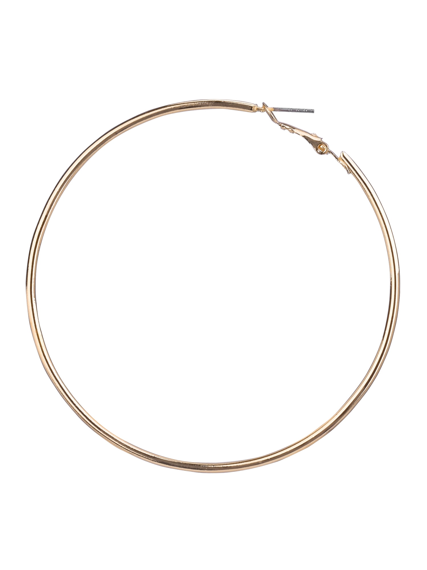 Time and Tru Adult Women's Gold Tone Clutchless Large Metal Hoop Earring