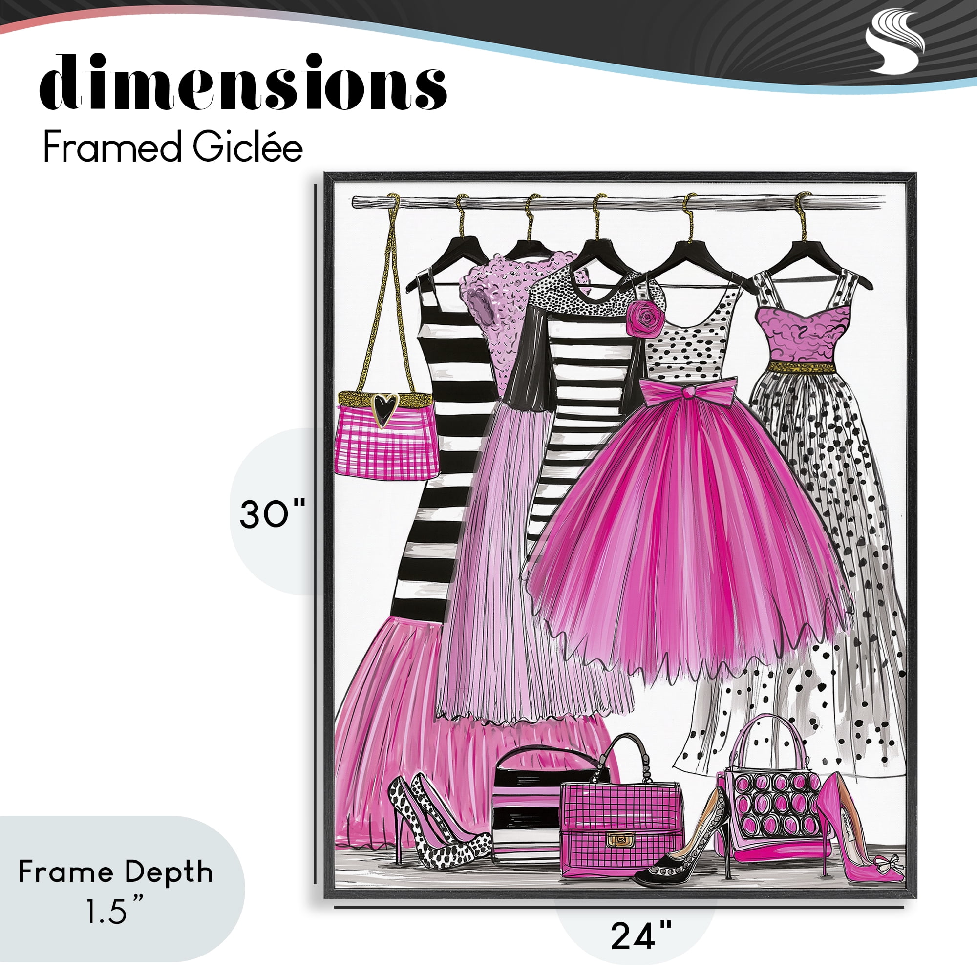 Stupell Industries Chic Pink Tulle Dresses Black Framed Giclee Art, design by Jess Stempel