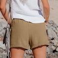 thumbnail image 6 of Fengqque Women Drawstring Casual Elastic Waist Pure Color Shorts Summer Beach Lightweight Short Pants with Pockets Women's Shorts Khaki S(S), 6 of 7