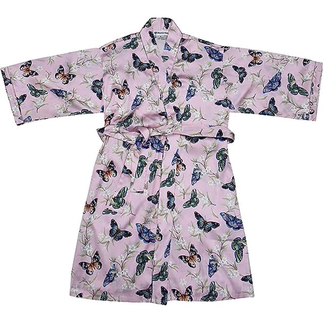 Anuschka Robe Imprimée pour Femmes - Collection de Vêtements de Nuit en Soie Poly 100 % Recyclée - Mélodie Papillon, s