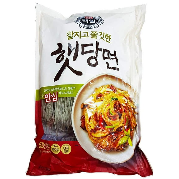 CJ Beksul Korean Vermicelli Dang Myun Glass Noodles Sweet Potato Starch, Homemade Taste 2.2 lb (백설 햇당면, 1 kg)