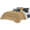 thumbnail image 2 of DNG Creations 3 Piece Three Line Ruffle Duvet Cover With Zipper Closure & Corner Ties - 800 Threads Count, 100% Egyptian Cotton ( Solid Taupe - Twin/Twin XL ), 2 of 4