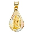 thumbnail image 2 of Ioka-14K Tri Color Gold Diamond Cut Our Lady of Guadalupe Stamp Charm Pendant with 2.1mm Valentino Chain Necklace - 22", 2 of 6
