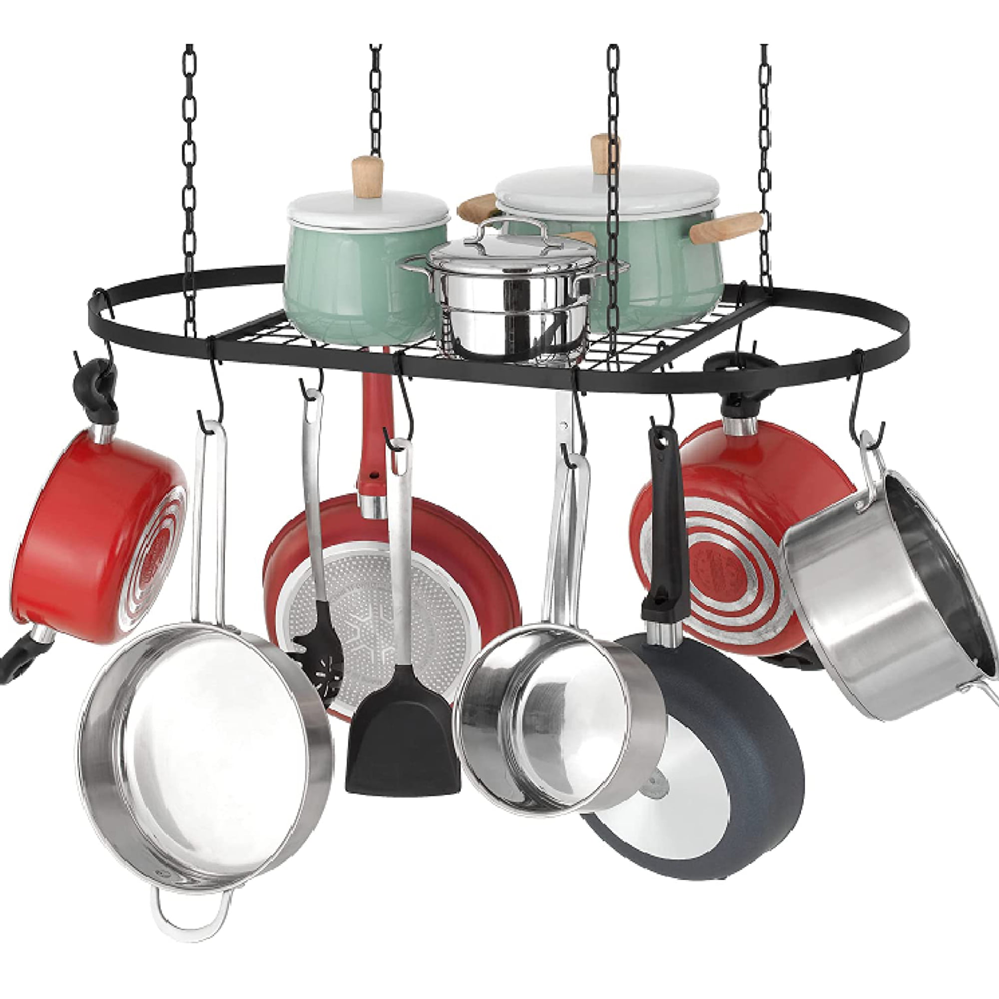 Decorative Mounted Storage Oval With Hooks Pot and Pan Rack for Ceiling Hanger