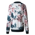 thumbnail image 4 of Veste Bomber Rétro à Fleurs à Fermeture Éclair pour Femmes Dames Manteau Décontracté Vêtement d'Extérieur, 4 of 7