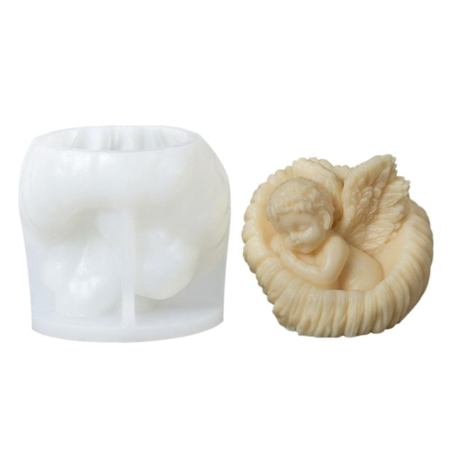 Wmool Wishing Well Angel Candle Silicone Mold Rose Shell Angel Candle Mold DIY Hot N7