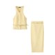 thumbnail image 4 of HH TRAF Conjunto de moda para mujer, camiseta sin mangas con escote en V amarillo y botonadura sencilla + falda con cinturón y bolsillo de cintura alta, traje de verano para mujer a la moda, 4 of 5