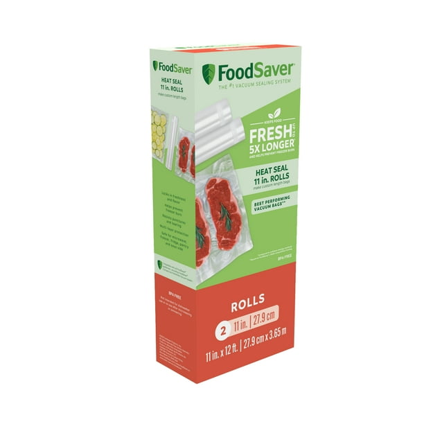 FoodSaver 11" x 12' Vacuum Sealer Roll, Clear, 2Pack