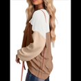 thumbnail image 3 of Moda para Mujer 2025, Camisetas Holgadas Informales de Punto con Cuello Redondo y Larga con Bloques de Color y Caqui S, 3 of 7