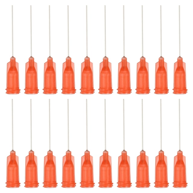 24Ga Dispensing Needles, 52PCS 1 Inch Industrial Blunt Tip Dispensing Needle Syringes with Luer Lock Needle for Refilling Liquid Inks Adhesive Glue Oil,Red