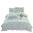 thumbnail image 2 of Ropa de cama de princesa coreana Seersucker con volantes Kawaii, falda de cama de encaje, funda de edredón de color sólido, juegos de sábanas dobles tamaño Queen para niñas, 2 of 6