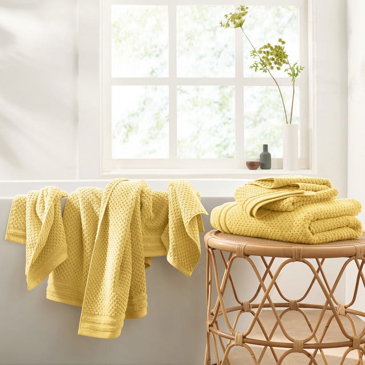 Solid Color Cotton Towels Set, Thickened Soft And Absorbent Towel,  Washcloth & Hand Towle & Bath Towel, Bright Yellow Towel Set For Home  Bathroom - Temu
