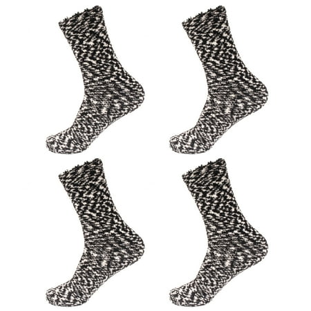 

Women s Extra Large Soft Fuzzy Warm Cozy Winter Casual Vintage Thick Thermal Cabin Knit Slipper Socks - Black White - 4 Pairs