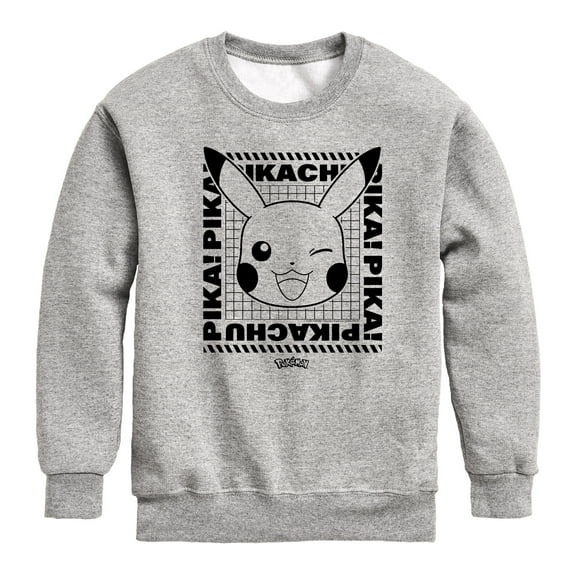 Pokémon - Pikachu Wink Face - Youth Crewneck Fleece Sweatshirt