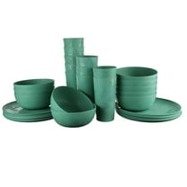 Mainstays 30-Piece Green Etched Easter Bunny Plastic Dinnerware Set, Includes 10 Plates, 10 Bowls, 10 Tumblers