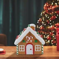 Liamobondopolis Christmas Candy House Figurine Resin Snow Cottage Decor with Cookie Details Festive Holiday Centerpiece Home Decoration