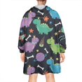 thumbnail image 2 of Wearable Oversized Blanket,Space Dinosaur with Crown Pattern Wearable Blanket Hoodie for Adults,Cozy Hooded Blankets with Super Pockets,Super Warm Fuzzy Pullover for Women & Men, 2 of 6
